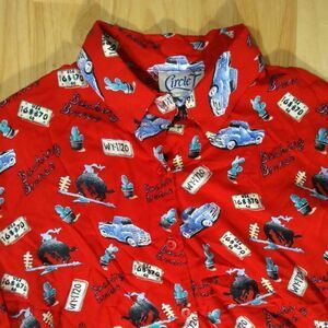 Vintage Circle T By Marilyn Lenox Americana Bucking Bronco Pattern Shirt